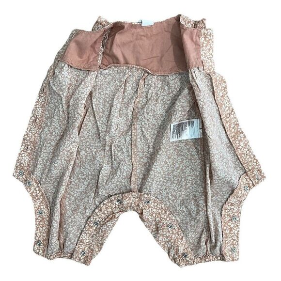 H&M Baby Girl Floral Print Sleeveless Cotton Romper White & Tan Size 3M - Picture 8 of 9